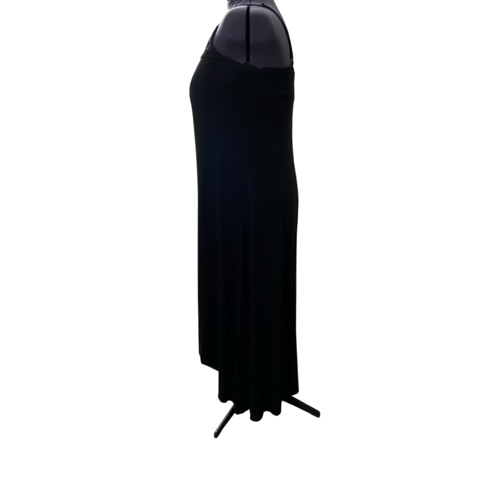 Nicole Miller Solid Black Women's size Large Stretchy Soft Sleeveless Maxi Dress - Picture 3 of 8